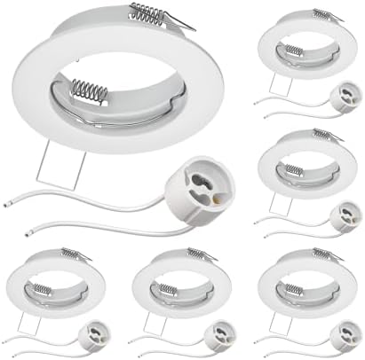 6x Deckeneinbaurahmen Rund Schwarz Matt - Für GU10/GU5.3 Spots