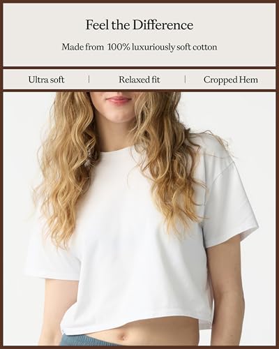 Cozy Earth - Women's All Day Cropped Tee - 100% Cotton T-Shirt - Relaxed Fit - Soft & Breathable4