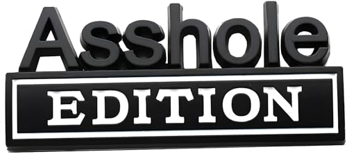 Image of Pair Set Asshole Edition Badge 3D Emblem Fit for Car Truck SUV Side Rear Front Hood Trunk Door Decal Sticker (Black White)