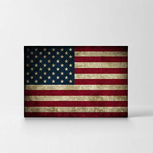 United States Of America Flag Canvas Print Retro Vintage American Flag Retro 4Th Of July Decoration Art Wall Décor Artwork Living Room Office Framed Ready To Hang%100 Handmade In The Usa - 11X17 #TOP1
