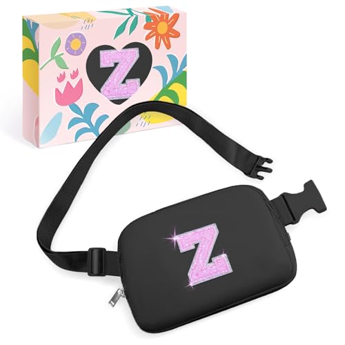 Image of COSHAYSOO Initial Letter Fanny Pack for Girls Personalized Christmas Birthday Gifts for 6 7 8 9 10 11 12 Year Old Teen Girl, Girly Fashion Crossbody Purse Belt Bag Preteen Tween Trendy Stuff Black Z