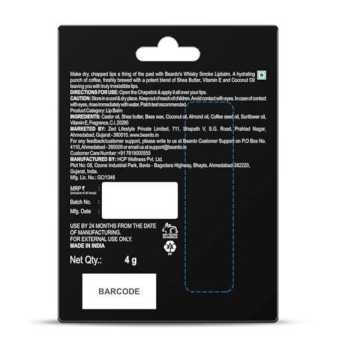 Image of BEARDO Whisky Smoke Lip Balm for Men, 4g (Pack of 2) | Moisturizes & Soothes Dry, Cracked & Chapped Lips | Enriched with Vitamin E, Shea Butter & Coffee | Non Glossy, Non Tinted | for Men - Daily Use