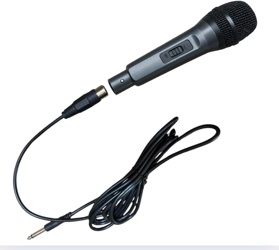 Microfone Dinâmico Profissional com Fio, Cabo P10 de 3 Metros, para Karaoke, Igreja e Palestras para Caixa de Som Party