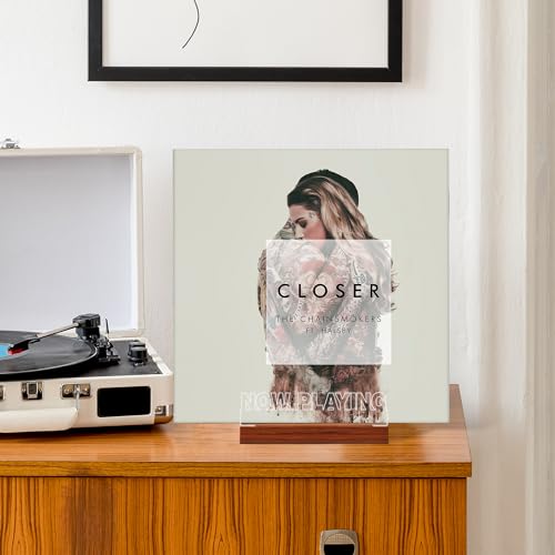 CoolGift Mart Now Playing Vinyl Record Stand, Light up Record Holder, Wooden Acrylic Display with Warm White Lights for Albums, Room Decor, for Vinyl Lovers by CoolGift Mart - Image 4