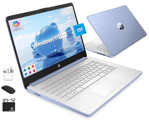 Image of HP Ultrabook 14 Laptop Computer Business Study & Home 2025, Lifetime MS Office + Windows 11 Pro, Quad-Core Intel CPU, 8GB RAM & 628GB Storage (128GB UFS+500GB Ext), Wi-Fi 6, HubxcelAccessory, Blue