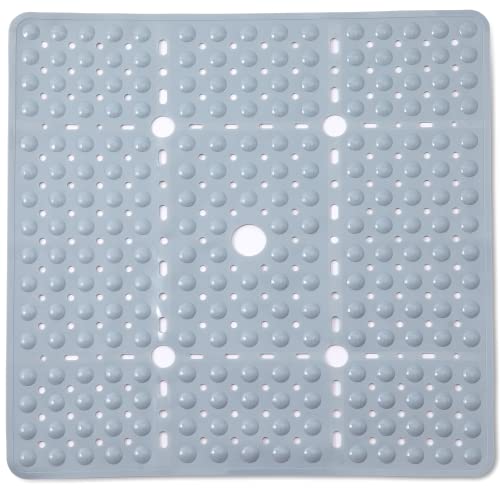 Image of ENKOSI Large Square Shower Mat - Non-Slip Shower Floor Mat for Bathroom Shower Stalls - Anti-Slip Square Bath Mat for Smooth Surfaces - 27 x27 Inch Coverage (Mint Green 27x27)
