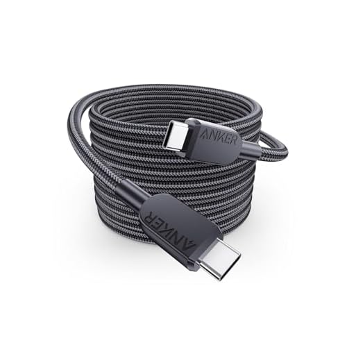 Anker 240W USB-C to USB-C Cable, 10 ft Double Braided Nylon Type C Charging Cable, for MacBook Pro, iPhone 17/16/15, iPad Pro, Samsung Galaxy,and More (Charger Not Included) 3M Black 1