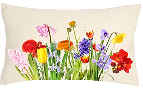 MFGNEH Federe per cuscini da 30 x 50 cm fiori selvatici lombari, federa per cuscino decorativo per la casa, decorazione primaverile estate, per divano, divano A531