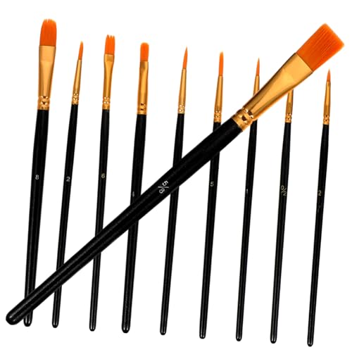 Tofficu Pinceles de Nylon para Infantil Set Versátil para Acuarela Óleo y Gouache Mango Ergonómico para Profesionales y Principiantes