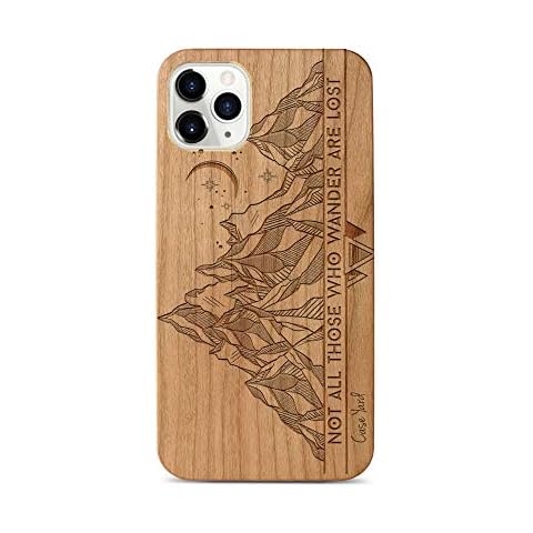 CaseYard (iPhone 11) Wooden Case Outside Soft TPU Silicone, Slim Fit Shockproof Wood Protective Phone Cover for Girls Boys Men and Women, Supports Wireless Charging (Tribal Mountains) Cover