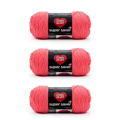 Image of Red Heart Super Saver Flamingo Yarn - 3 Pack of 198g /7oz - Acrylic - 4 Medium (Worsted) - 364 Yards - Knitting /Crochet