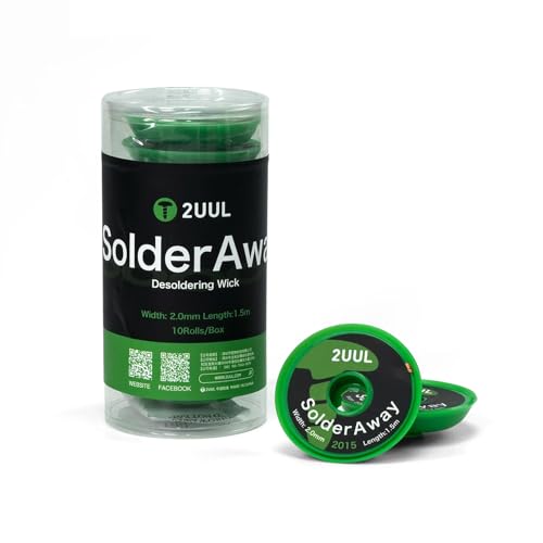 DIYPHONE 10Rolls/Box Desoldering Wick,Solder Wick Braid,2.0mm Width 1.5m Length Desoldering Wick Braid Remover Tool For Mobile Phone Maintenance Motherboard BGA Cleaning Repair Solder Removal Wire