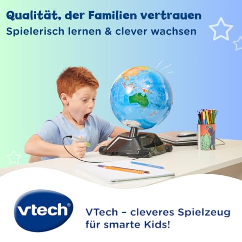VTech Interaktiver Videoglobus – Weltkugel mit Bildschirm, akustischen und visuellen Lerninhalten (deutsche Version) – Ideal für die Einschulung – Für Kinder ab 7 Jahren