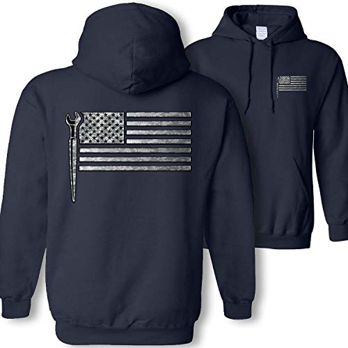 Ironworker American Flag Hooded Sweatshirt - Iron Worker Spud Wrench Camouflage USA Flag Hoodie Gift