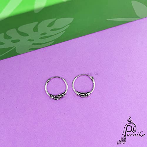 Parnika (Formerly MJ) 925 Small Size 12 mm Silver Bali Hoops Earrings in Pure 92.5 Sterling Silver for Girls/Women (Endless) - Image 2