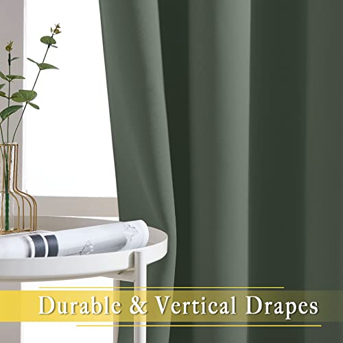 NICETOWN Sage Green Sliding Door Curtains 95 inches Long - Grommet Blackout Room Darkening French Door Sound Reducing Thermal Curtain for Living Room/Bedroom (W100 x L95, 1 Panel)