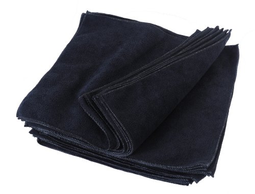 Eurow Premium 350 GSM Microfiber Cleaning Towels, Highly Absorbent, Lint-Free, Quick-Dry, Durable & Reusable for Auto Detailing, Home, Salon, Industrial Use,12" x 12", Black, 25-Pack