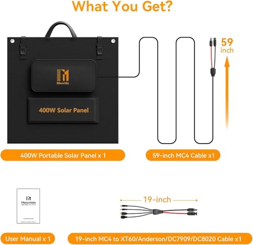 Mesuvida 400w Solarpanel Faltbar Tragbares Solarmodul,Ip68 Wasserdicht,Etfe-Beschichtung,41v Mc4 Ausgang,Geeignet FüR Power Station,Camping,NetzunabhäNgige Wohnmobile, Notstromversorgung Usw