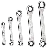 Klein Tools 68245 Reversible Ratcheting Box Wrench Set, Made in USA, 5-Piece, Black