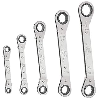 Klein Tools 68245 Reversible Ratcheting Box Wrench Set, Made in USA, 5-Piece, Black