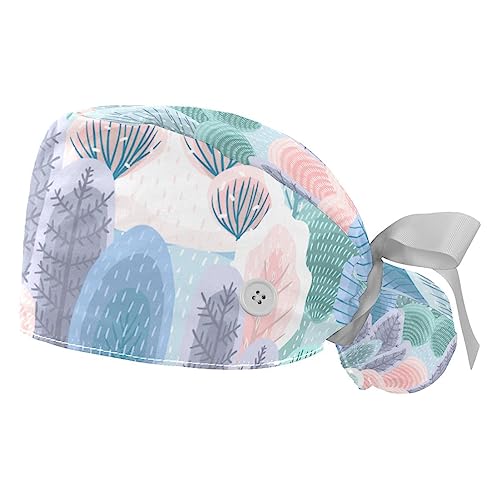 Bonnet bouffant contre la transpiration et les cheveux gênants avec motif d'arbres colorés