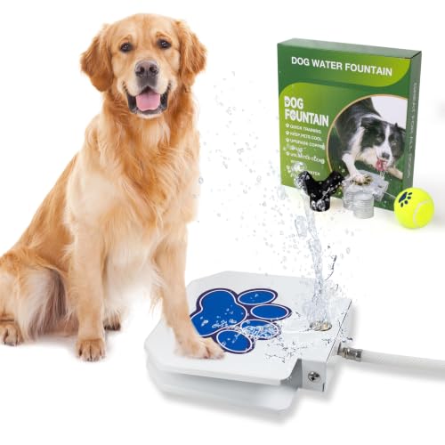BACOENG Fontanella per Cani e Animali Domestici con Doppio separatore, Abbeveratoio per Cane con Corda, Dispenser Acqua Potabile a Pedale con Set di Valvole Premier in Rame (Blu)