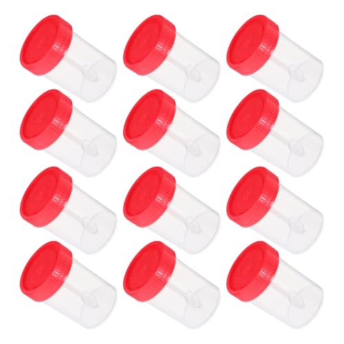 Healvian Lot de 50 Gobelets à Prélèvement 40 Ml avec Couvercle à Spirale Étanche Récipients en Plastique pour Échantillons de Selles et Urine Usage Laboratoire Médical Couleur Aléatoire