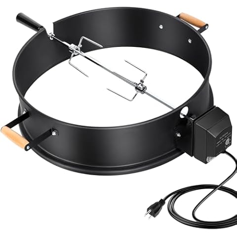 Apromise Rotisserie Kit for Weber Kettle - Upgraded Kettle Grill Rotisserie Ring Kit for Weber 2290 22 Inch Charcoal Grills and Other Similar Size Grills, Easy to Remove w/High-Temp Resistant Handles Cover
