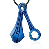 GMLRTOSPT Urne commémorative pour bijoux de crémation, avec clé anglaise, cendrier pour homme, en acier inoxydable, avec clé anglaise, médaillon pour cendres, bleu