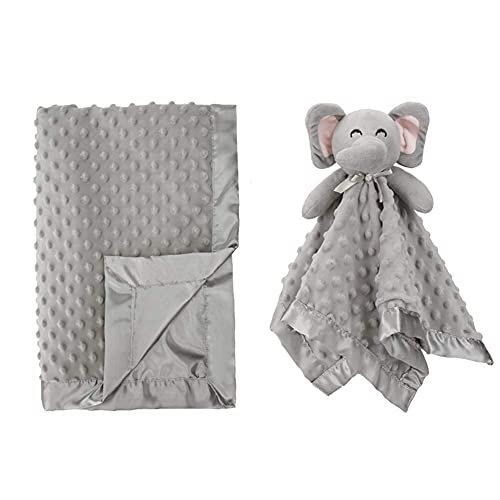 Image of Pro Goleem Grey Elephant Security Blanket and Gray Soft Minky and Satin Baby Blanket