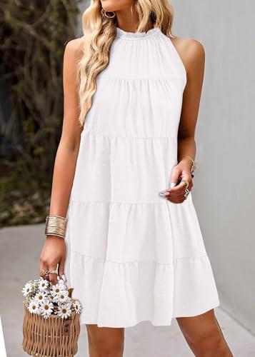 Image of KIRUNDO Summer Sundresses for Women Halter Dress Babydoll
