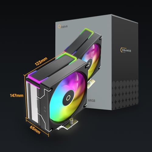 Image of Delta A40 SE BK ARGB CPU Cooler,Unique Top Cover,Direct-Touch Φ6mm*4 Heatpipes,TDP 190W,12V 4PIN-Fixed Brilliance Effect,5V 3PIN-Full ARGB Sync Supported,for Intel LGA 115X /1200 /1700 /1851,AMD AM4 /AM5