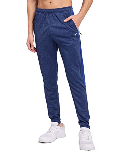 Image of TECHNOSPORT Men's Melange Slim Fit Techno Dry Trackpants Drawstring 2-Pocket Polyester Joggers for Gym Running Workout UPF50+ Anti Odour