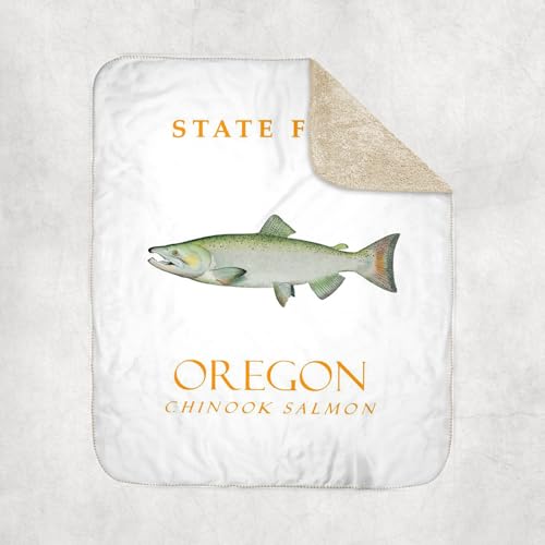 3dRose Oregon Territory Fish The Chinook Salmon Sherpa Lined Blanket