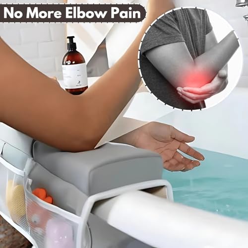 Image of Bath Kneeler and Elbow Rest pad Set with Baby Bath Brush and Sponge, Thick Non-Slip Bath Kneeler Mat with Padded Cushion, Quick Drying, Arm Support, Perfect Kneeling pad for Bathing Baby