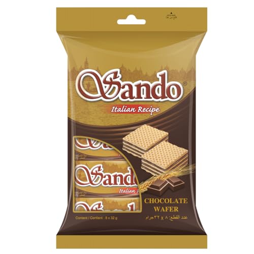 Sando Chocolate Wafer Biscuits Crispy & Creamy Snack - 32g Each (Pack of 8)