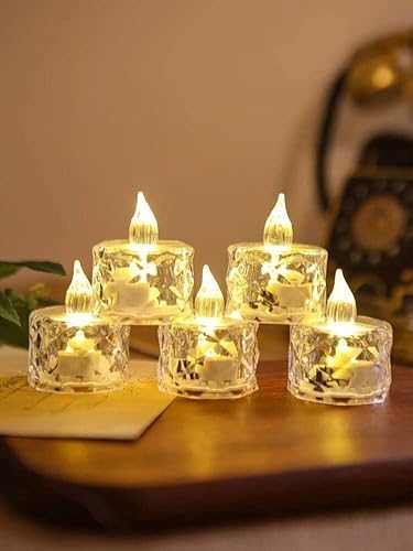 ERITIN 24 Pcs LED Tea Light Candles | Flameless & Smokeless Diya | Decorative Acrylic Candle | Home Decor, Diwali Decoration Item, Dhanteras, Room, Table, Pooja Room Decor (Yellow) 1