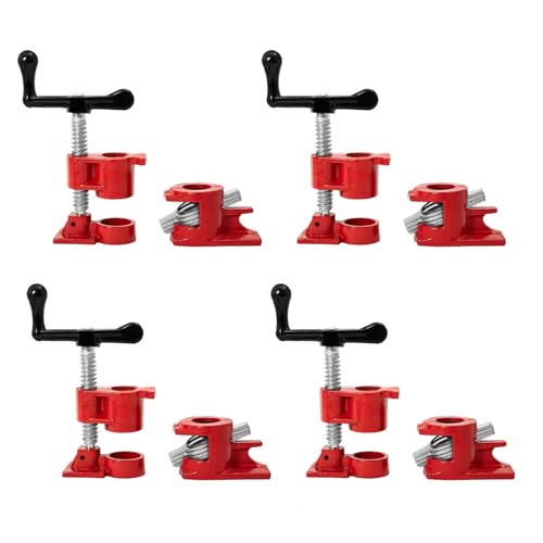 Set Di 4 Morsetti Per Tubi Da 1,9 Cm In Ghisa Per Incollaggio Legno E Metallo - A Sgancio Rapido, Impugnatura Ergonomica, Base H Anti-ribaltamento - 4