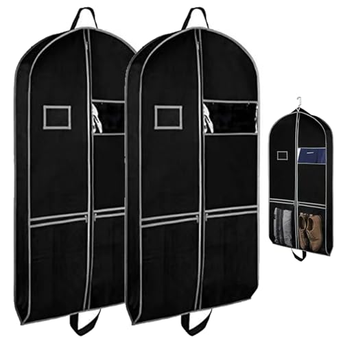 2PCS Heavy Duty Garment Bag, 24 Inch Suit Bag with 2 Large Mesh Pockets and 2 Carry Handles, Garment Duffle with Visual Window, Bags for Travel, Shirts, Coats, Dresses, Suit4