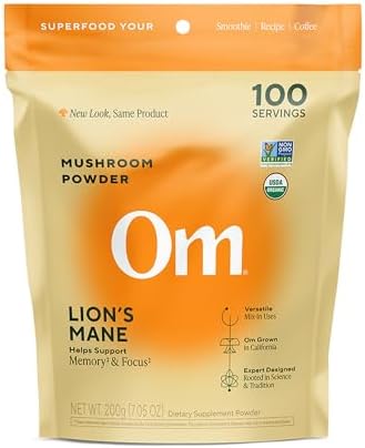 Om Lion’s Mane Mushroom Powder - Organic Mushroom Supplement and ...