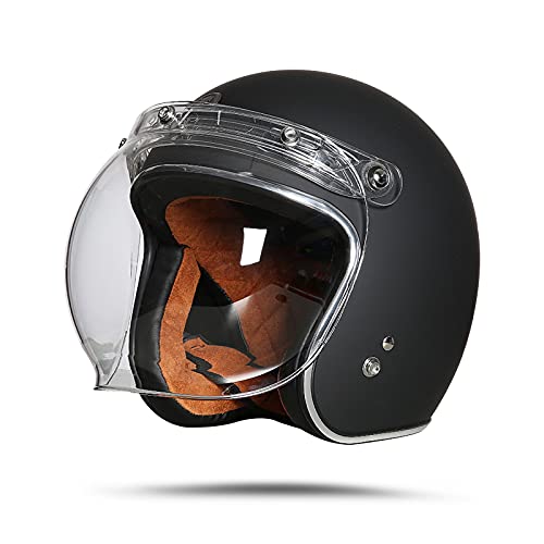 Lionciano Casco De Moto Jet Abierto Dot Ece Homologado, Casco Moto De Scooter, Cabeza Anticolisión De Casco Para Mujer Hombre Adultos Con Visera Negro Mate, L56-57cm Lionciano Casco De Moto Jet Abierto Dot Ece Homologado, Casco Moto De Scooter, Cabeza Anticolisión De Casco Para Mujer Hombre Adultos Con Visera Negro Mate, L56-57cm
