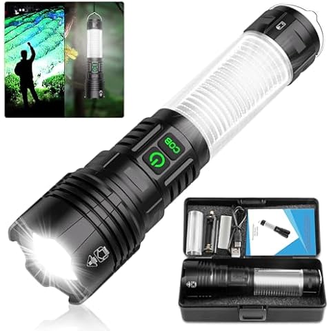 Flashlights High Lumens Rechargeable-100,000LM Super Bright Tactical LED Flashlight,Powerful USB C Flash Light with 360°COB light, Long Beam 3280Ft,7 Modes,Waterproof Handheld Flashlight for Emergency Cover