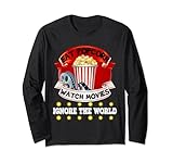Photo Gallery eat popcorn guarda film ignore the world t-shirt regalo divertente maglia a manica Photo Gallery eat popcorn guarda film ignore the world t-shirt regalo divertente maglia a manica