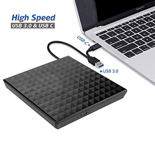 image for LeeKooLuu External DVD Drive USB 3.0 Type-C CD DVD +/-RW Optical Drive