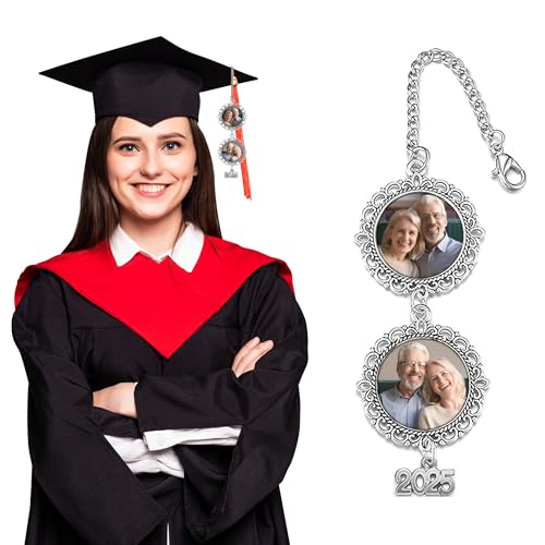 Custom Graduation Cap Tassel Photo Charm Personalized Graduations Memorial Charm Class of 2025 Grad Cap Tassels Decorations Grad Gift for Him Her - Thumbnail 2