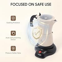 Pinuox Elektrische Kaffeemaschine 300ML 480W Espressokocher 6 Tassen Mokkakocher, Geeignet für Zuhause, Büro, Reisen (Beige) – Ansicht 6