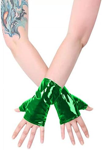Fetish Queen 12 Colors Fingerless Wrist Gloves Unisex Cosplay Shiny Punk Gloves