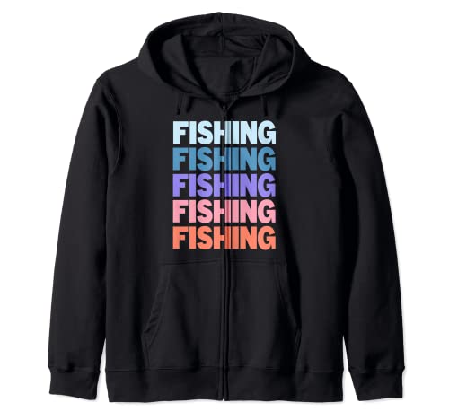Funny Modern Repetitive Text Design Fishing Angler Fisher Felpa con Cappuccio