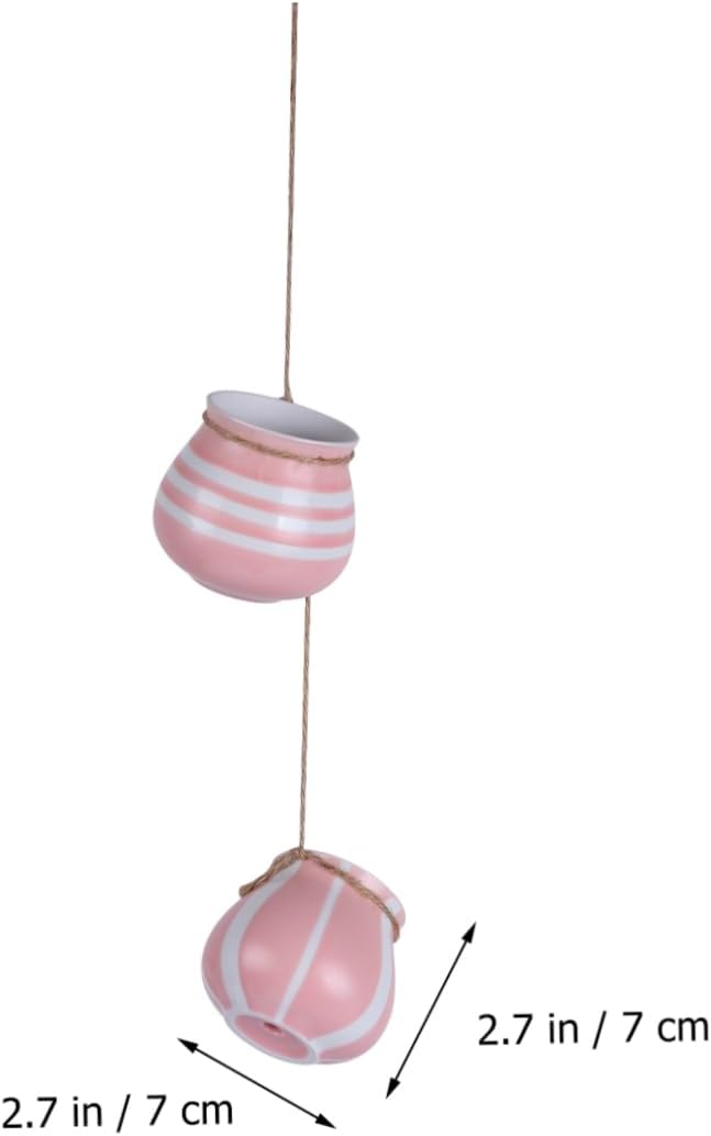 4pcs Hanging Cute Ceramic Pots with Jute Rope for Wall or Ceiling Mount for Balcony Windowsill Home Decor Breathable Design with Drainage