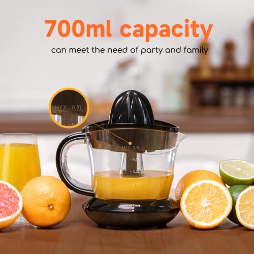 Aigostar Saftpresse Elektrisch 2 Kegel, Orangenpresse 40 Watt, Zitruspresse 0.7 Liter, 2 Drehrichtungen, Hohe Saftausbeute, Tropfsicherer Auslauf, BPA-frei – Bild 6
